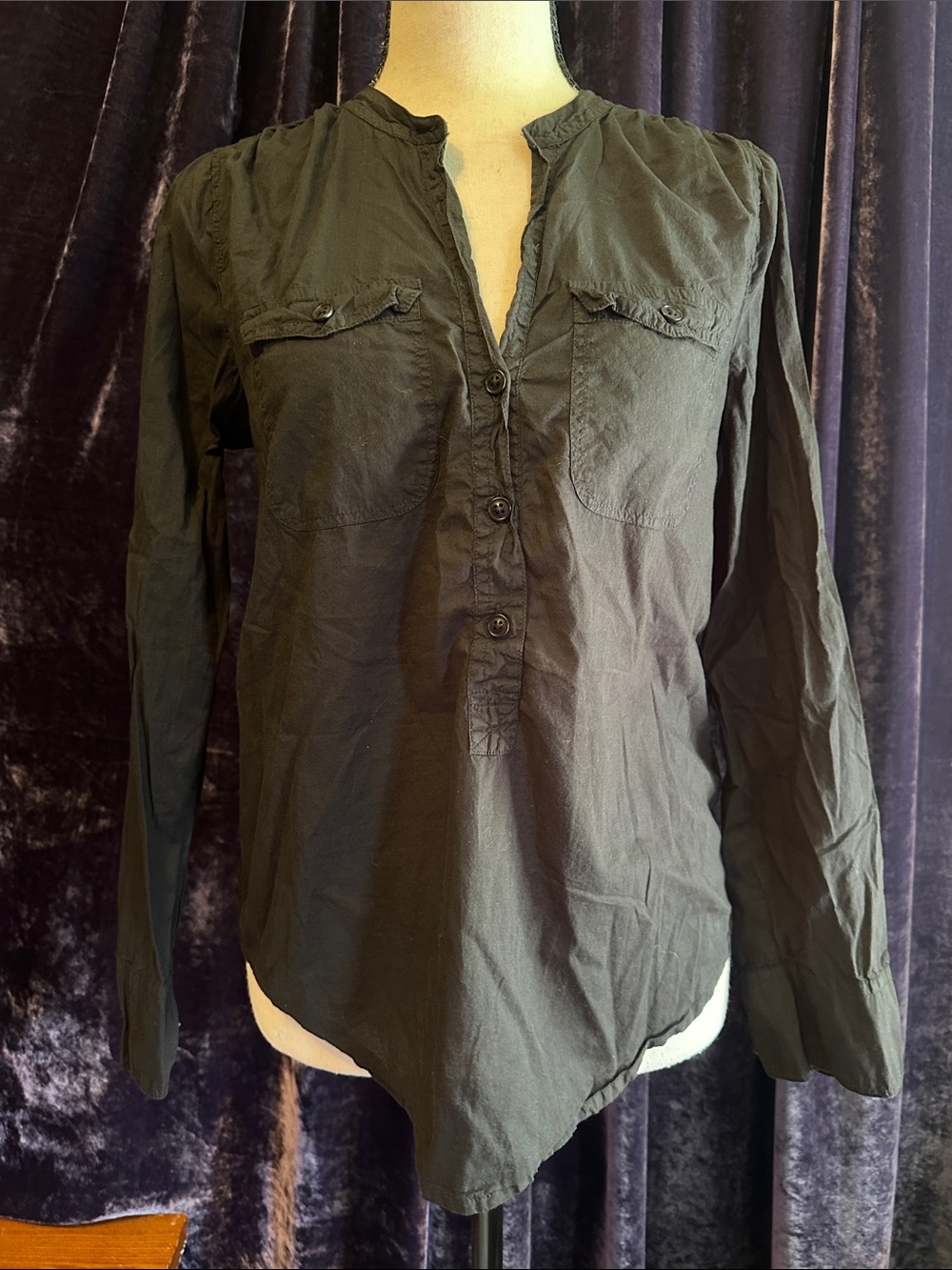 J. Crew Black Button-Front Long Sleeve Shirt